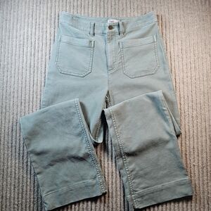 Faherty Pants Womens 27 Green Stretch Terry Patch Pocket Twill Straight Leg